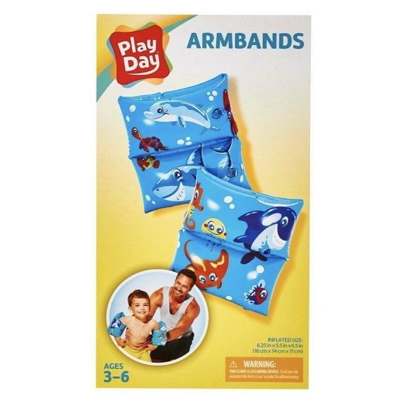 Play Day Blue Swimming Floaties Armbands,  Ages 3-6 - New! - Picture 2 of 8
